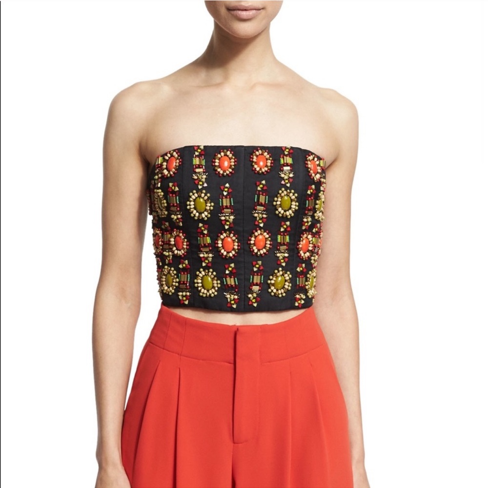 Alice + Olivia Saraphina beaded cropped top